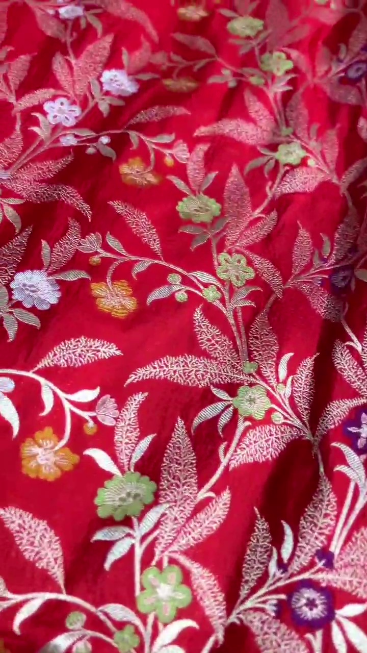 Red Banarasi Handloom Katan Silk Meenakari Bridal Saree